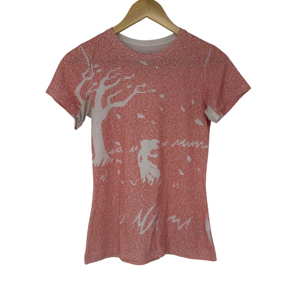 Litographs Wuthering Heights Book Text Graphic T-Shirt Orange White Womens Small